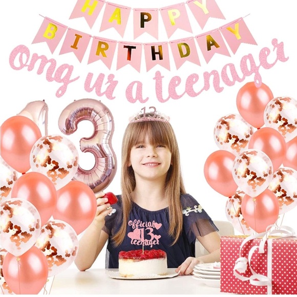 Teen Birthday Party Decoration Set - Pink and Gold - Picture 4 of 6